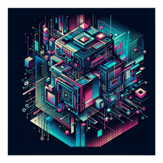 Cybernetische droomlandschap perfect poster (Voorkant)