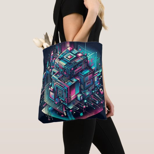 Cybernetische droomlandschap tote bag (Dichtbij)