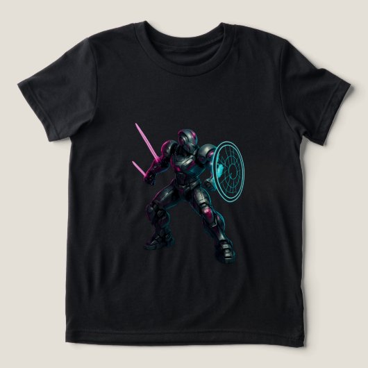 Cybernetische Gladiator – Neon Blade Krijger Tri-Blend Shirt (Design voorkant)