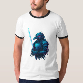 Cybernetische Kraai Ronin – Neon Samurai Vogel Kri T-shirt