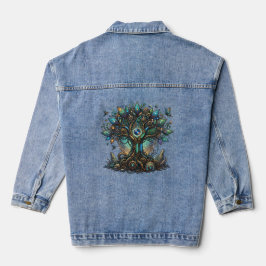 Cybernetische Levensboom Kosmische Steampunk Denim Jacket