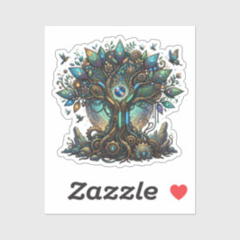 Cybernetische Levensboom Kosmische Steampunk Sticker