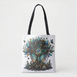 Cybernetische Levensboom Kosmische Steampunk Tote Bag