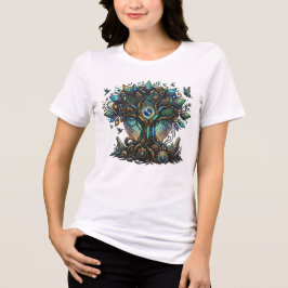 Cybernetische Levensboom Kosmische Steampunk Tri-Blend Shirt