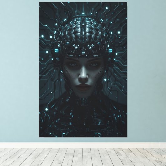 cybernetische neurale entiteit canvas afdruk (Insitu (Houten vloer))
