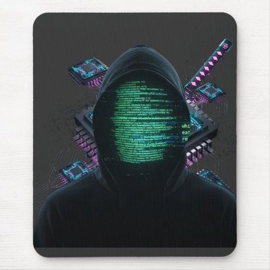 Cybernetische Tech Fusie - Neon Katana & CPU Circu Muismat (Voorkant)