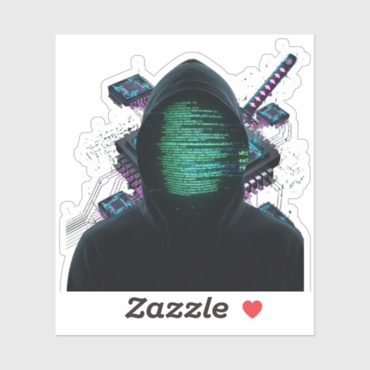 Cybernetische Tech Fusie - Neon Katana & CPU Circu Sticker (Vel)
