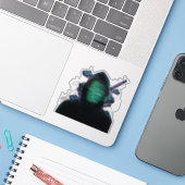 Cybernetische Tech Fusie - Neon Katana & CPU Circu Sticker (Laptop met iPhone)