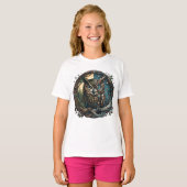 Cybernetische Uil Natuur vs Technologie Steampunk T-shirt (Voorkant volledig)