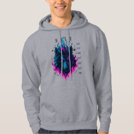 Cybernetische Wolf Inferno-Neon Flame Cyberpunk Hoodie