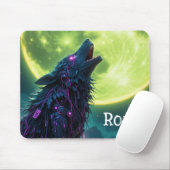 Cybernetische Wolf Moon Mousepad Muismat (Met muis)