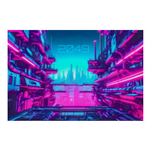 Cyberpunk 2049 Neon Stad Landschap Sci-Fi