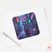 Cyberpunk 404 Error Neon Cat Sticker (Envelop)