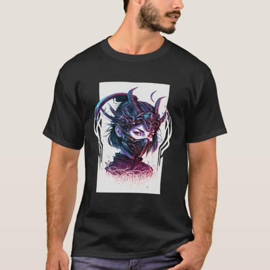 Cyberpunk Aesthetic Samurai Demons Mask Japanese G T-shirt (Voorkant)