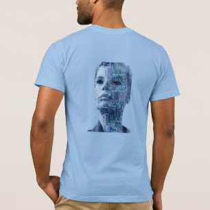 Cyberpunk AI Menselijk Circuit Board Blauw T-shirt