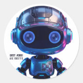 Cyberpunk AI Robot Ronde Sticker #00001 | AIC Rust (Voorkant)