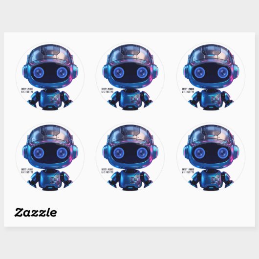 Cyberpunk AI Robot Ronde Sticker #00001 | AIC Rust (Vel)