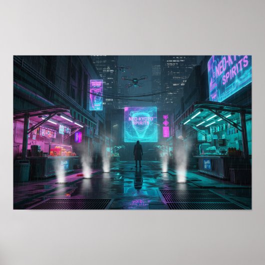 Cyberpunk Alleyway Poster (Voorkant)