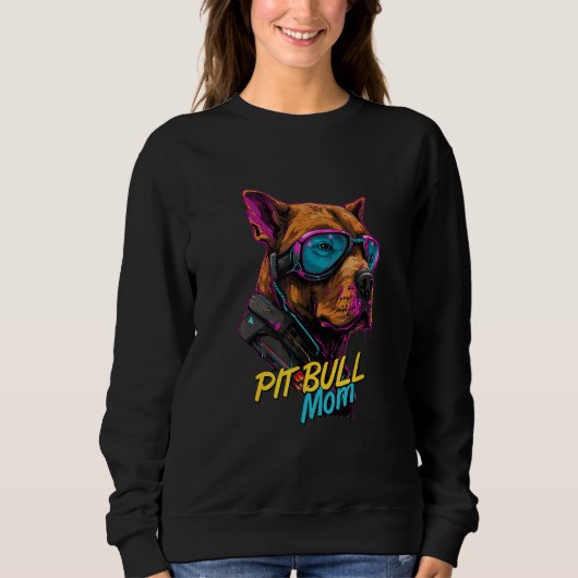Cyberpunk American Pit Bull Terrier Loving Moms Fu Trui (Voorkant)