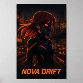 Cyberpunk Anime Girl beroemd gemaakt door Neon Cit Poster