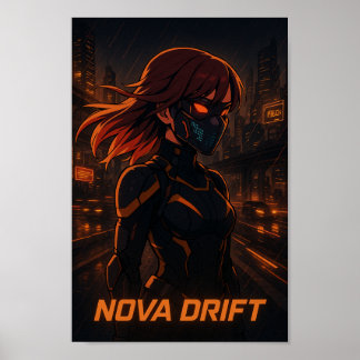 Cyberpunk Anime Girl beroemd gemaakt door Neon Cit Poster