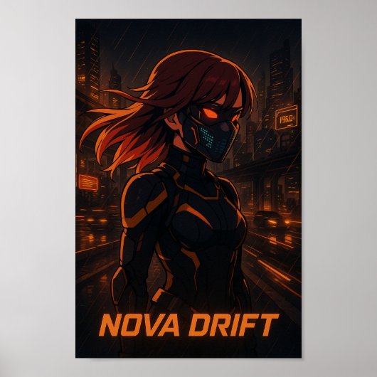 Cyberpunk Anime Girl beroemd gemaakt door Neon Cit Poster (Voorkant)