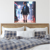 Cyberpunk Anime Girl Canvas Afdruk (Insitu (Slaapkamer))