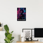 Cyberpunk Anime Girl – Futuristic Neon City Poster (Thuiskantoor)