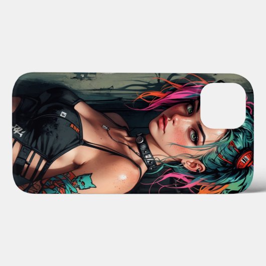 Cyberpunk Anime Girl iPhone Case (Achterkant (horizontaal))