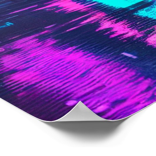 Cyberpunk anime girl regenachtige poster (Hoek)