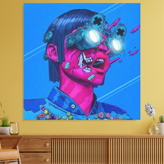 cyberpunk, anime, manga, zuur, cyber, kunst, canvas afdruk (Insitu (Woonkamer))