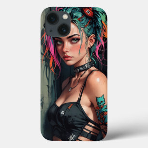 Cyberpunk Anime Meisje iPhone Hoesje