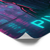 Cyberpunk Anime Meisje – Pixel Stad Poster (Hoek)