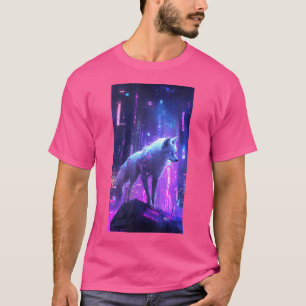 Cyberpunk Anime Wolf Digitale Kunst Futuristische T-shirt