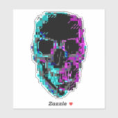 Cyberpunk ASCII Glitch Skull Sticker (Vel)