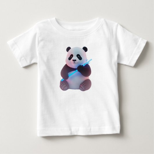 Cyberpunk Baby Panda met Gloeiende Bamboe (Voorkant)