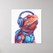 Cyberpunk Bearded Dragon - Gamer Lizard with Heads Canvas Afdruk (Voorkant)