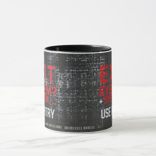 Cyberpunk binair code exit systeem coder mok (Midden)