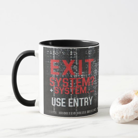 Cyberpunk binair code exit systeem coder mok (Met donut)