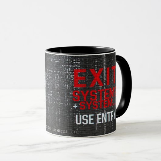 Cyberpunk binair code exit systeem coder mok (Voorkant rechts)