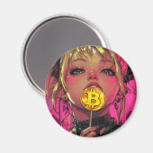 Cyberpunk Bitcoin Waifu Anime Magnet (Voorkant / Achterkant)