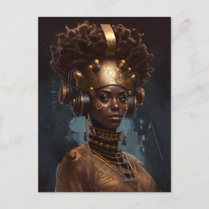 Cyberpunk Black Woman Science Fiction Briefkaart