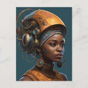 Cyberpunk Black Woman Science Fiction Briefkaart