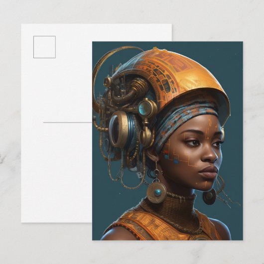Cyberpunk Black Woman Science Fiction Briefkaart (Voorkant / Achterkant)
