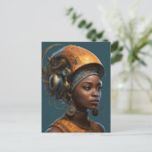 Cyberpunk Black Woman Science Fiction Briefkaart (Staand voorkant)