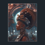 Cyberpunk Black Woman Science Fiction Briefkaart<br><div class="desc">Fantasy,  Sci-fi & Horror kunst van het Lunarium.</div>