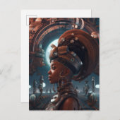 Cyberpunk Black Woman Science Fiction Briefkaart (Voorkant / Achterkant)