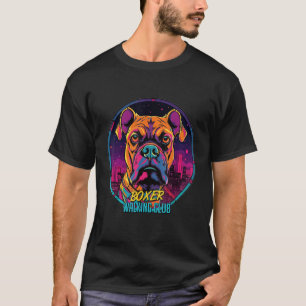 Cyberpunk Bokser Wandelclub Futuristische Hond T-shirt