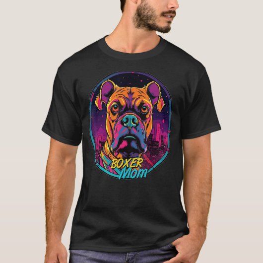 Cyberpunk Boxer Loving Moms Futuristic Boxer Dog T-shirt (Voorkant)