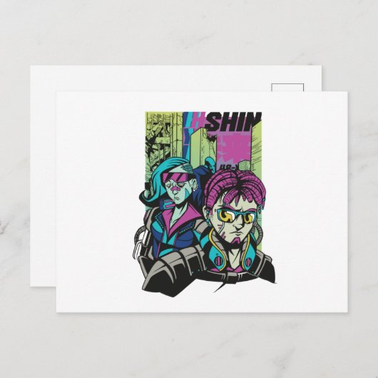 Cyberpunk Briefkaart (Voorkant / Achterkant)